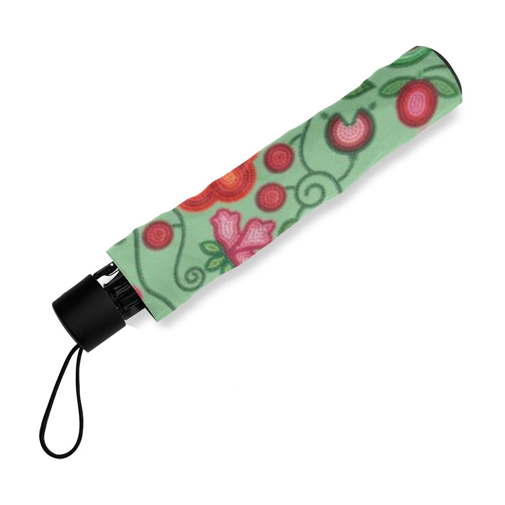 Rose Reverie Green Foldable Umbrella