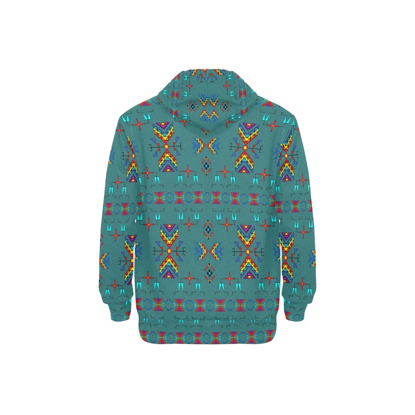 Rainy Chief Rainbow Teal Sky Men's Long Sleeve Fleece Hoodie