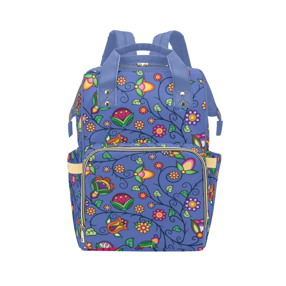 Heartbeat Petals Blue Multi-Function Diaper Backpack