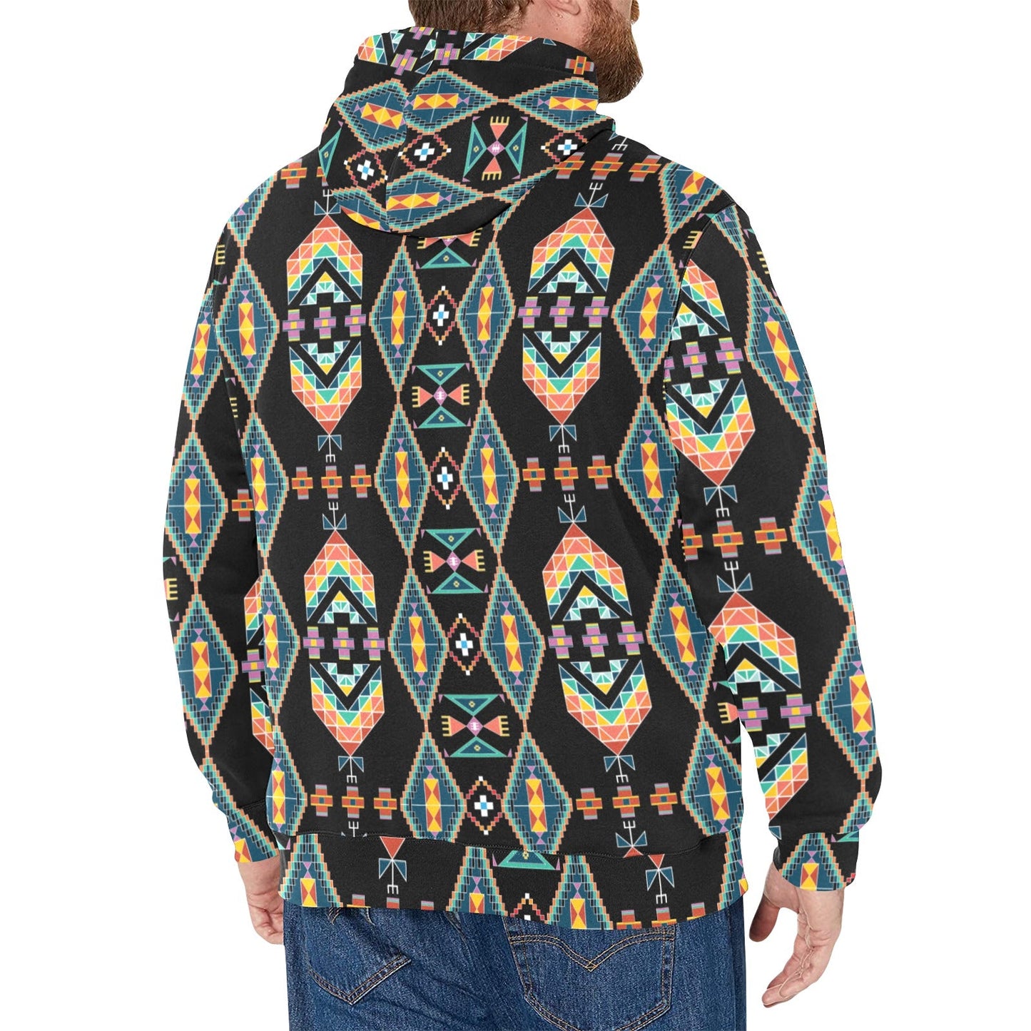 Travois Tipi Black Men's Long Sleeve Fleece Hoodie
