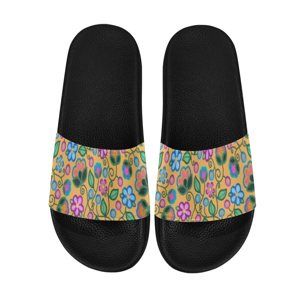 Turquoise Sunbeam Yellow Slide Sandals