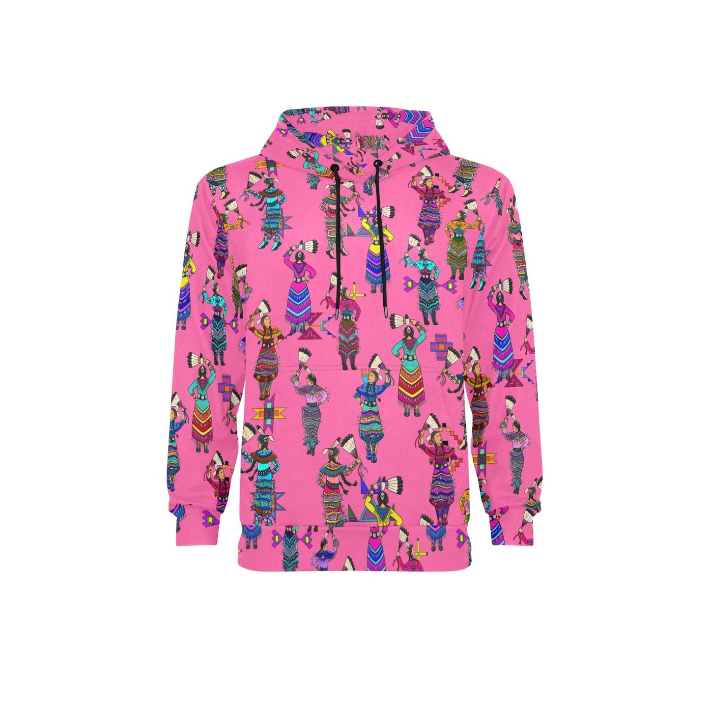 Women's Jingle Dancers Pink Men's Long Sleeve Fleece Hoodie