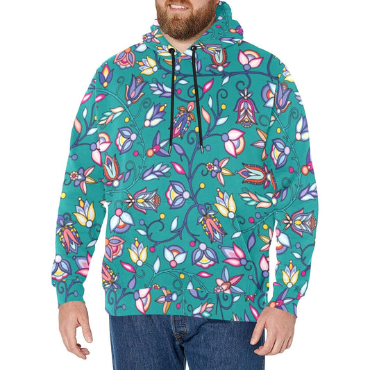 Buffalo Bloom Turquoise Men's Long Sleeve Fleece Hoodie