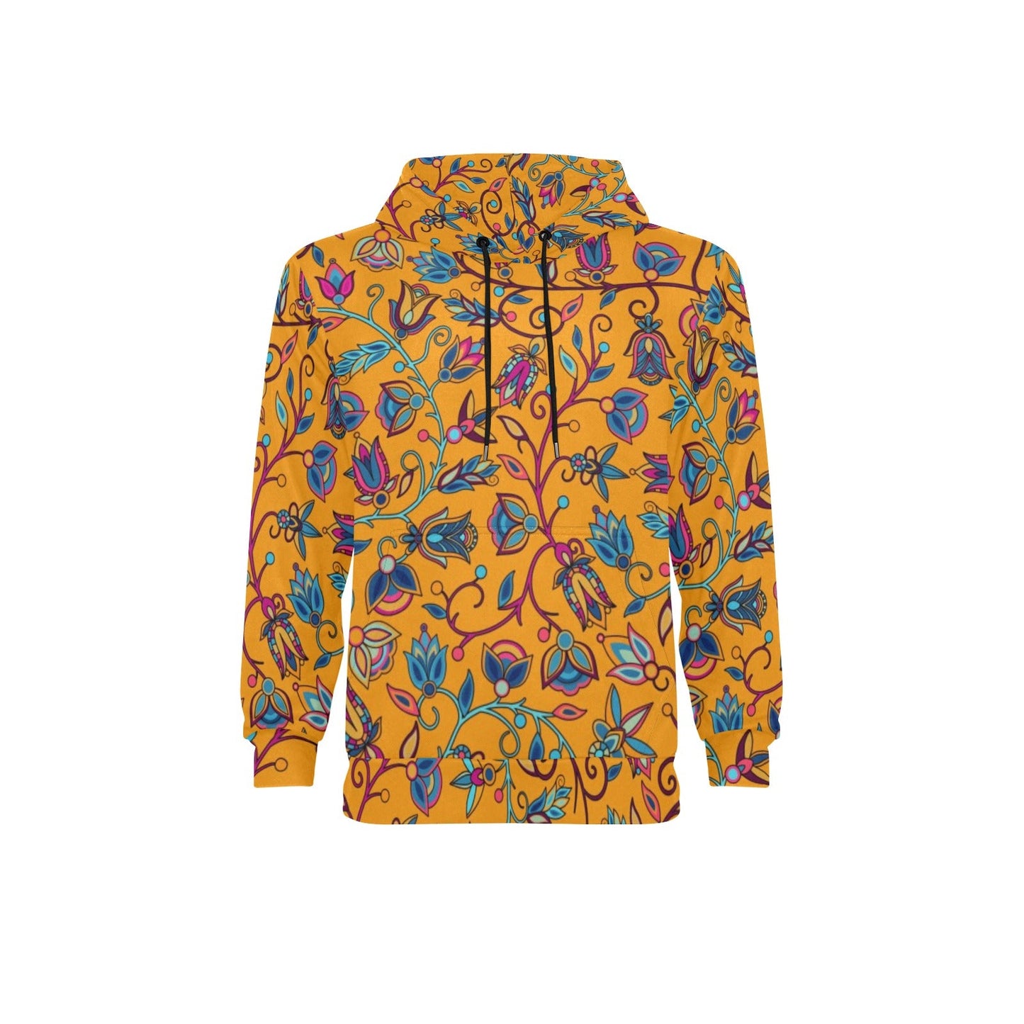 Buffalo Bloom Orange Men's Long Sleeve Fleece Hoodie