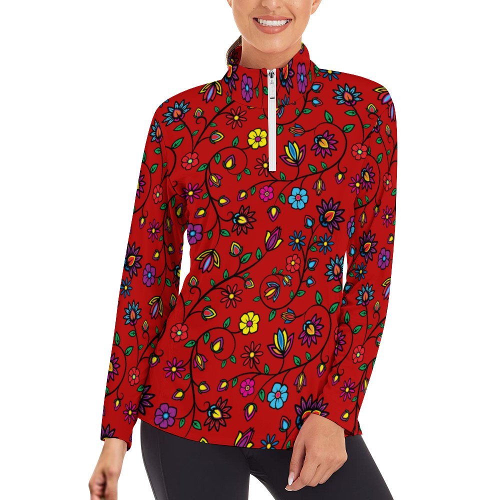 Nature's Nexus Red Long Sleeve Yoga Shirt