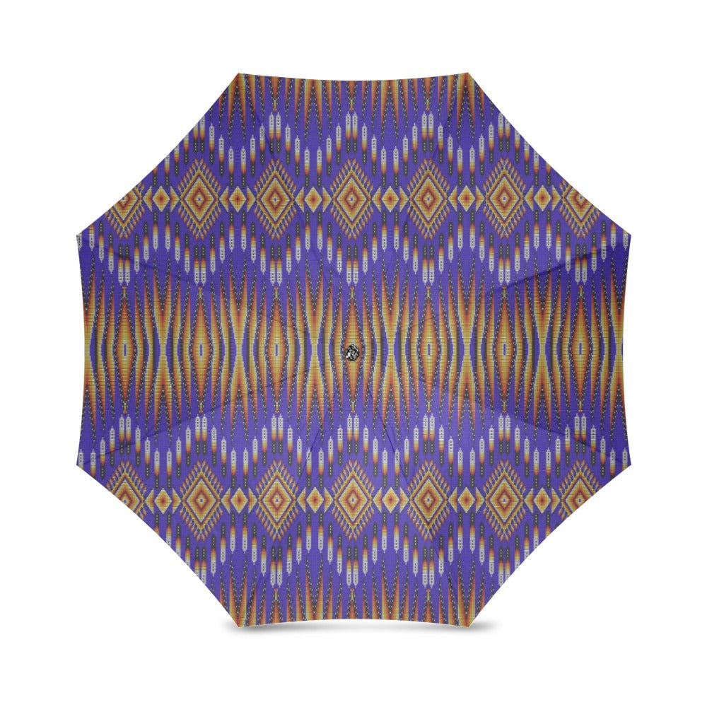 Fire Feather Blue Foldable Umbrella