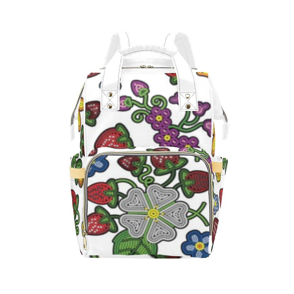 Berry Pop White Multi-Function Diaper Backpack/Diaper Bag