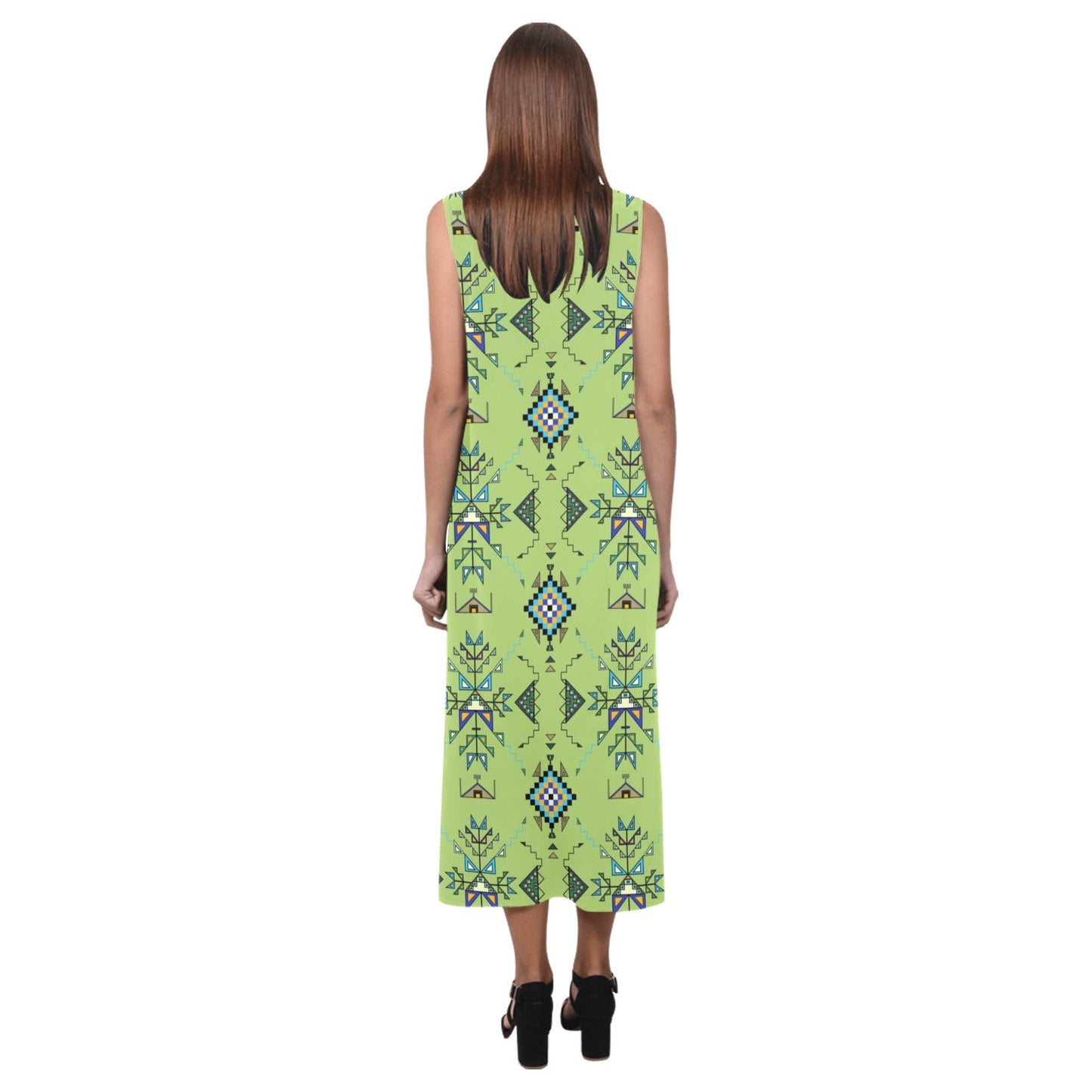 Bear Shield Green Phaedra Sleeveless Open Fork Long Dress