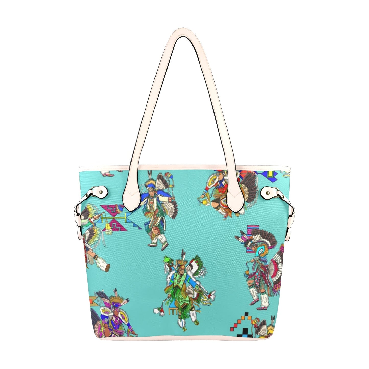 Men's Fancy Dancers Eggshell Blue Clover Canvas Tote