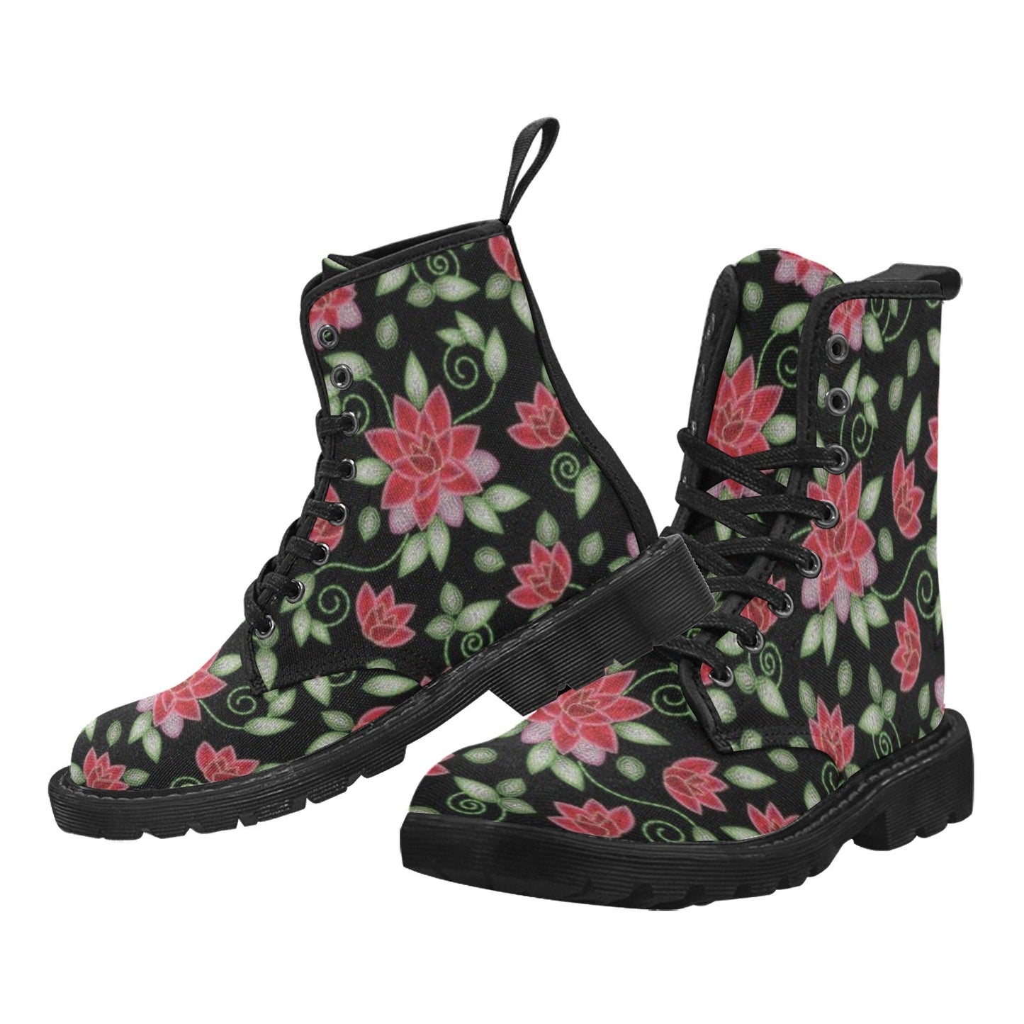 Red Beaded Rose Boots for Men