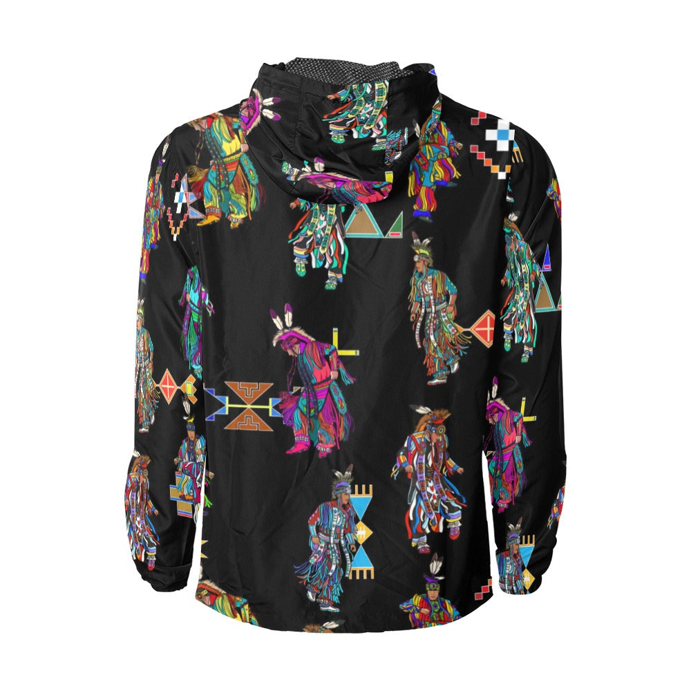 Men's Grass Dancers Black Men's Windbreaker