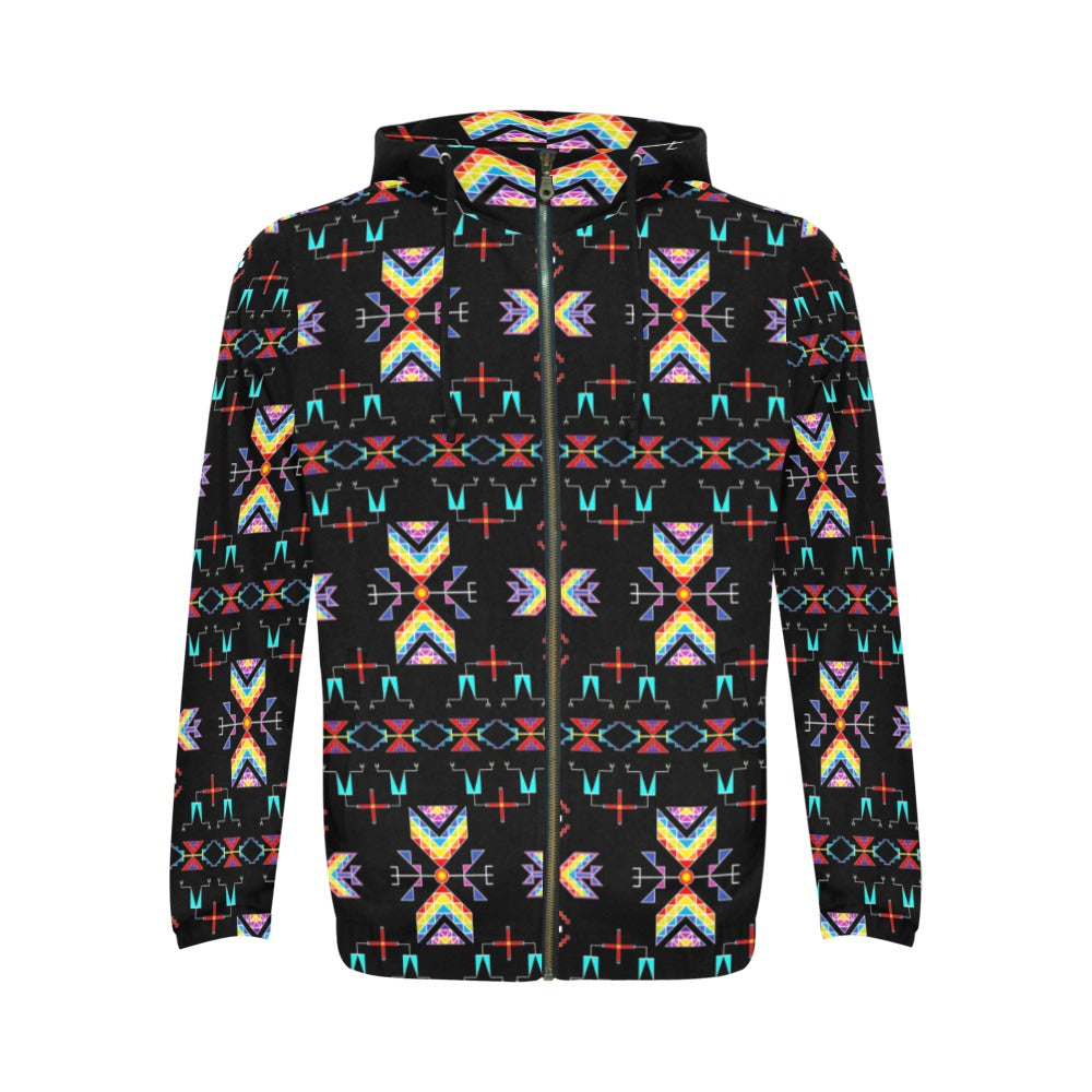 Rainy Chief Rainbow Black Men's Zipper Hoodie