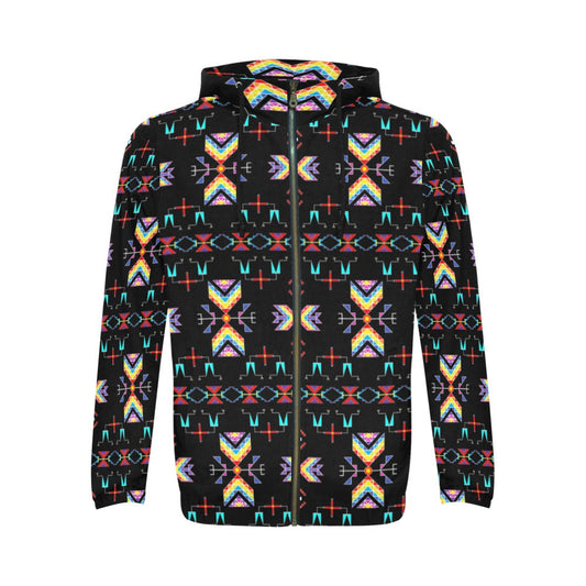 Rainy Chief Rainbow Black Men's Zipper Hoodie