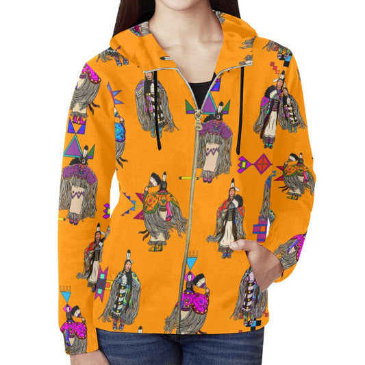 Women's Tradish Dancers Orange Full Zip Hoodie for Women