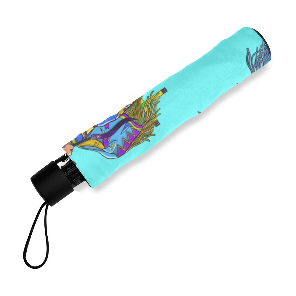 Women's Fancy Dancers Turquoise Foldable Umbrella