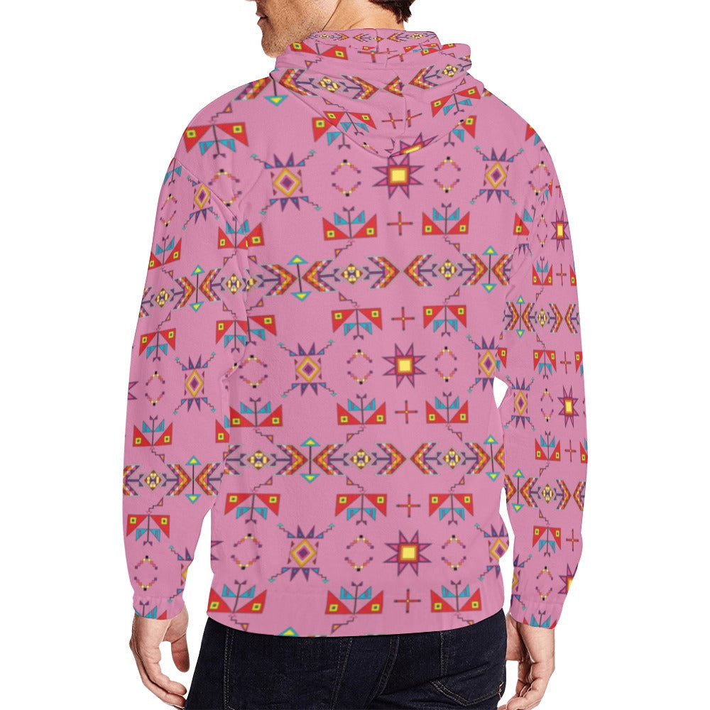 Scattered Generations Pink Men's Zipper Hoodie