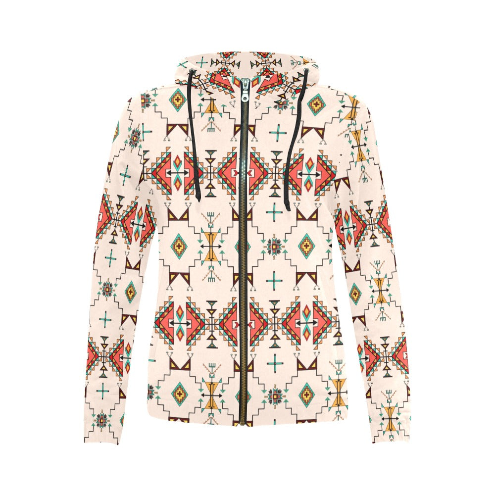 Thunder Flight Cream Full Zip Hoodie for Women