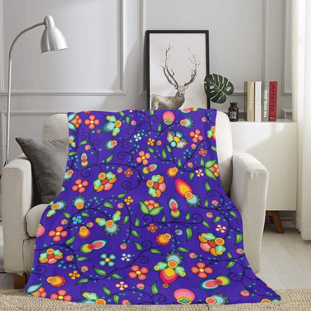 Floral Bounty Blue X-Large Micro Fleece Blanket