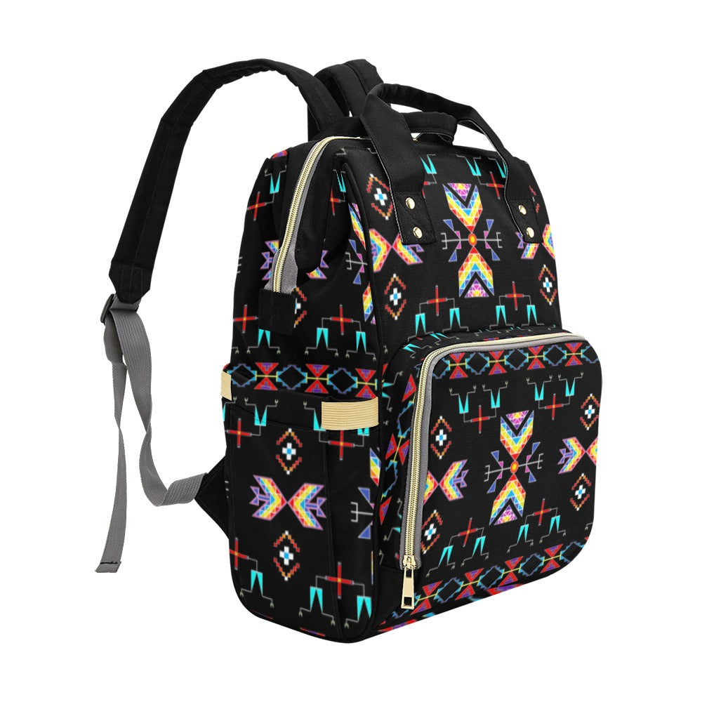 Rainy Chief Rainbow Black Multi-Function Diaper Backpack