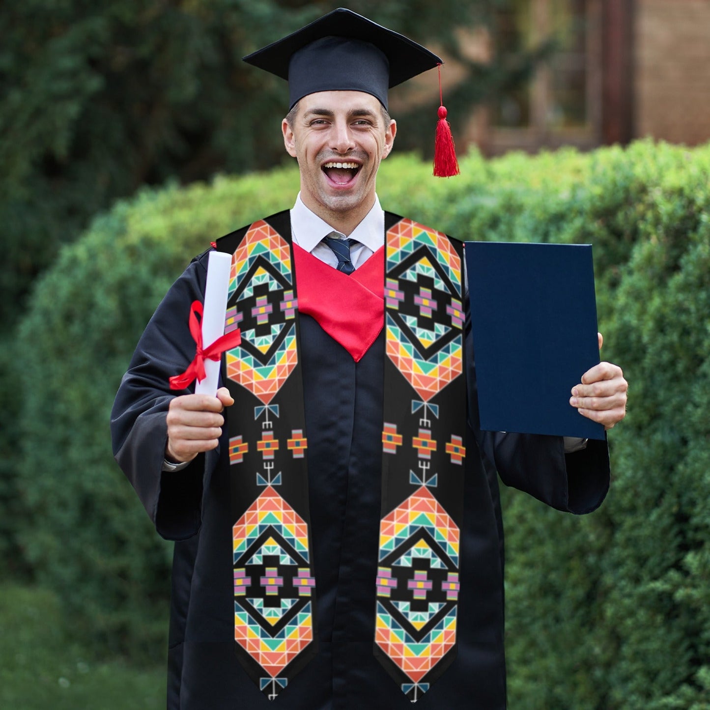Travois Tipi Black Graduation Stole