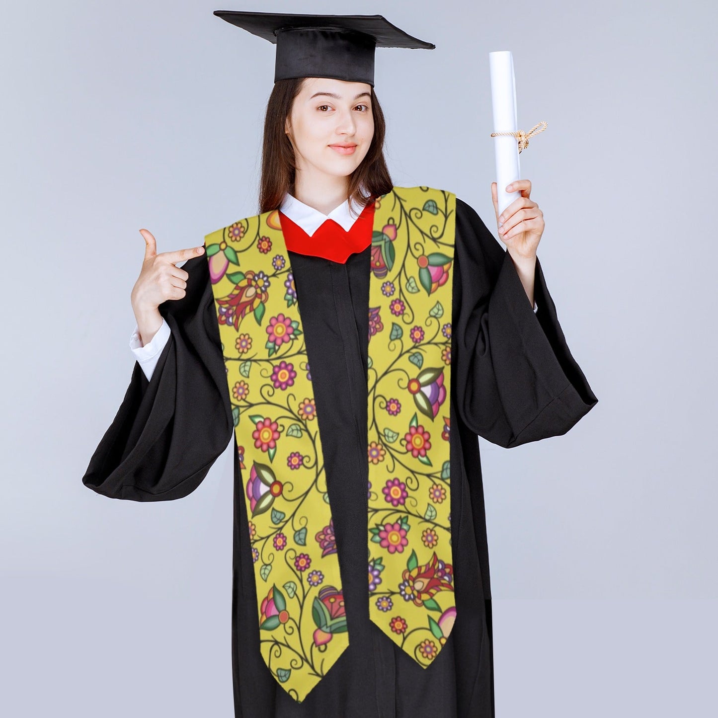 Heartbeat Petals Yellow Graduation Stole