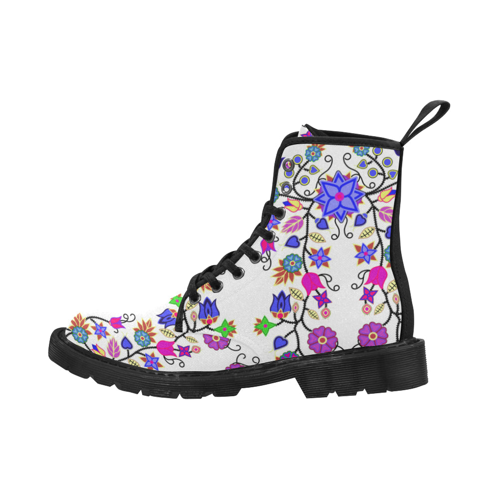 Floral Beadwork Seven Clans White Boots