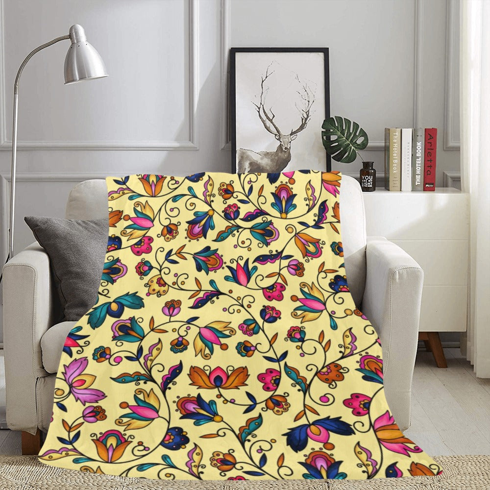Copper Prairie Petals Yellow X-Large Micro Fleece Blanket