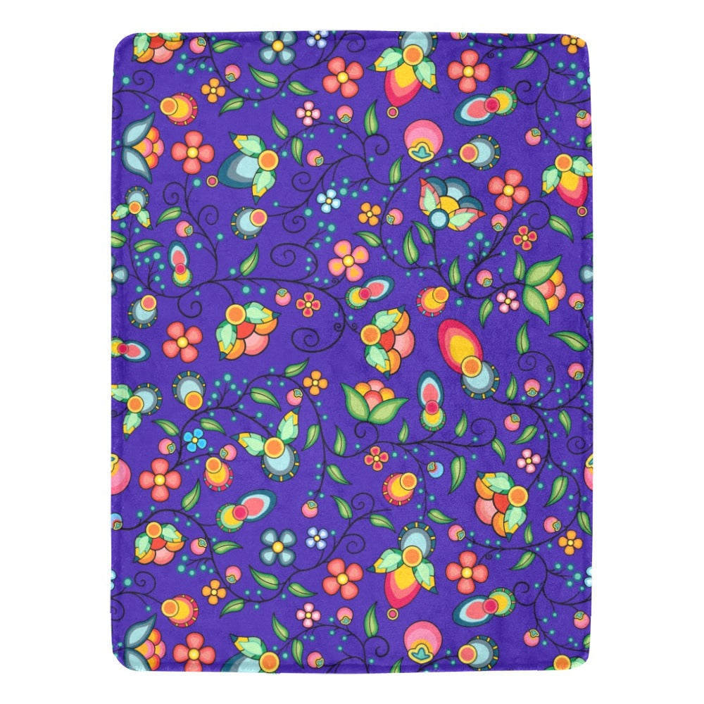 Floral Bounty Blue X-Large Micro Fleece Blanket