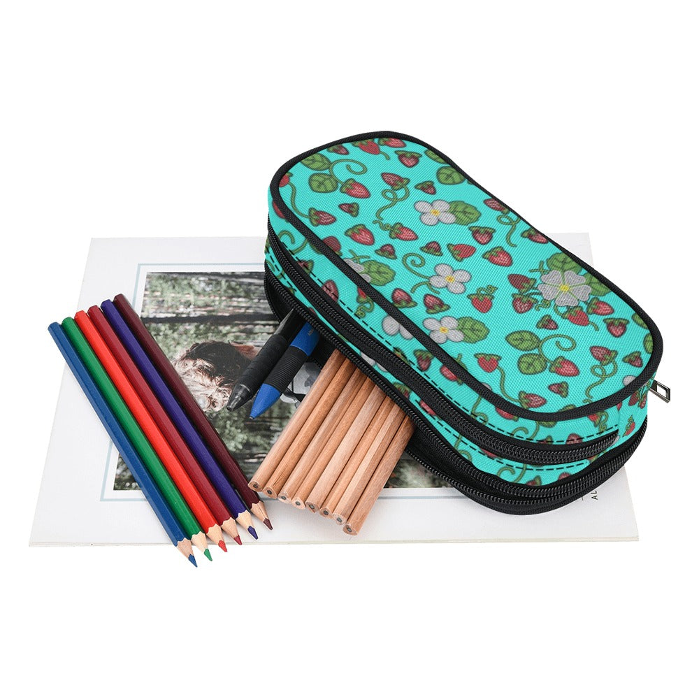 Strawberry Dreams Turquoise Pencil Pouch