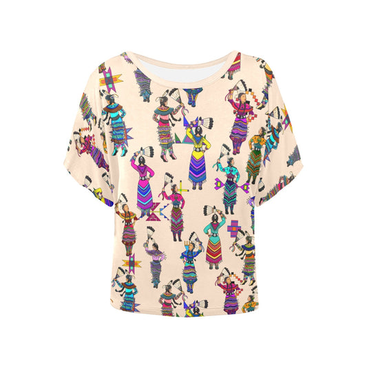 Women's Jingle Dancers Muslin Women's Batwing-Sleeved Blouse T shirt
