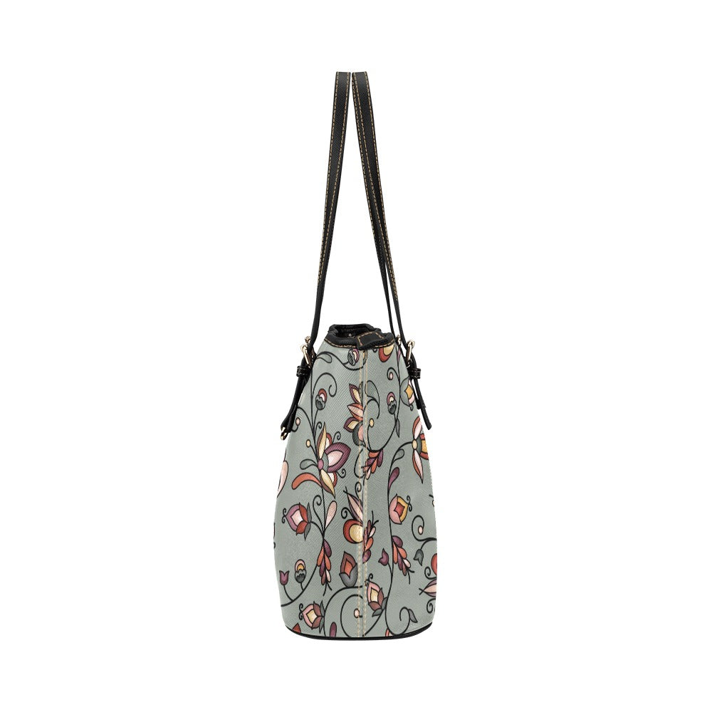 Burnt Sky Petals Green Leather Tote