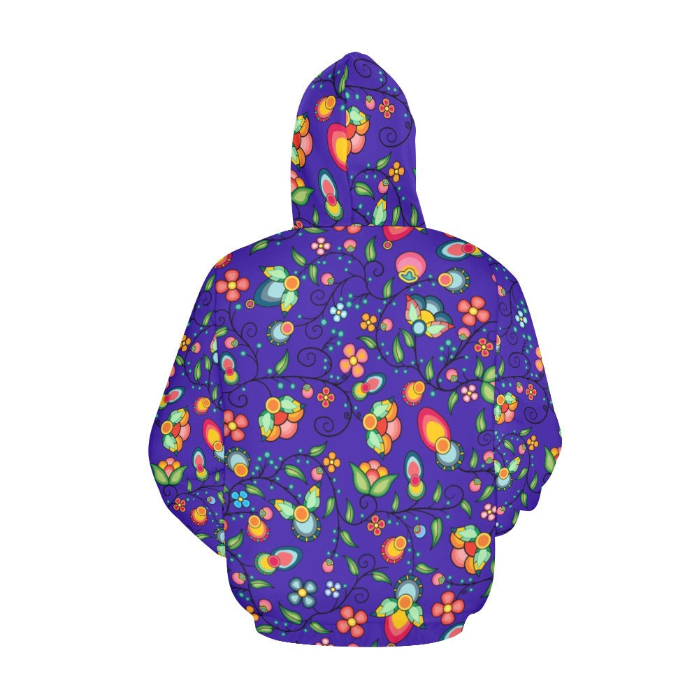 Floral Bounty Blue Hoodie for Women