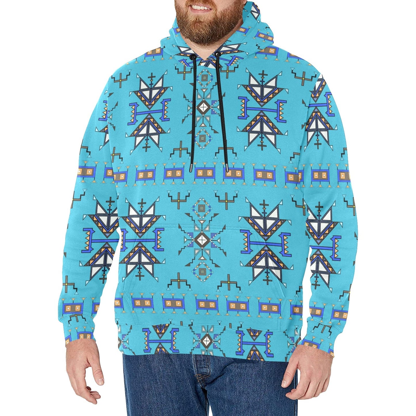 Eagle Strike Blue Men's Long Sleeve Fleece Hoodie