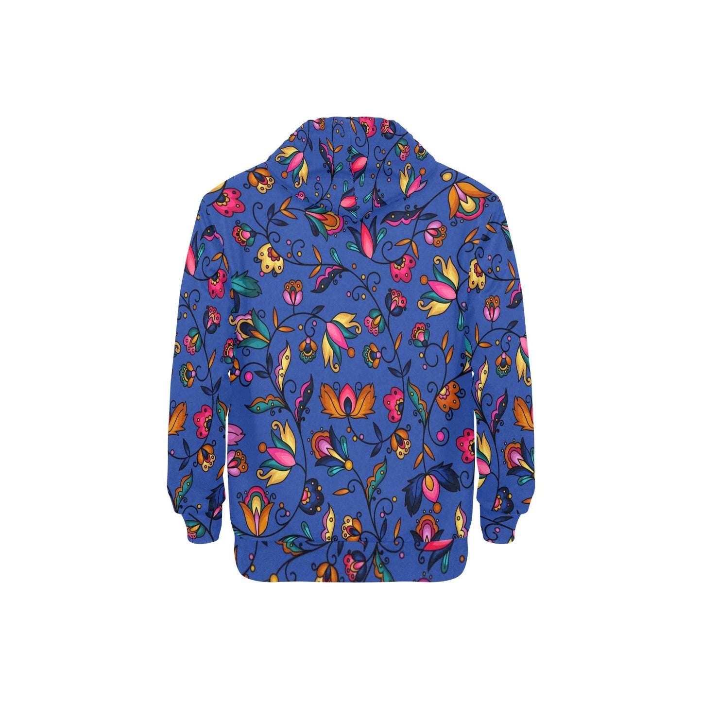 Copper Prairie Petals Blue Fleece Hoodie