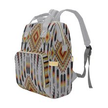 Load image into Gallery viewer, Fire Feather White Multi-Function Diaper Backpack/Diaper Bag
