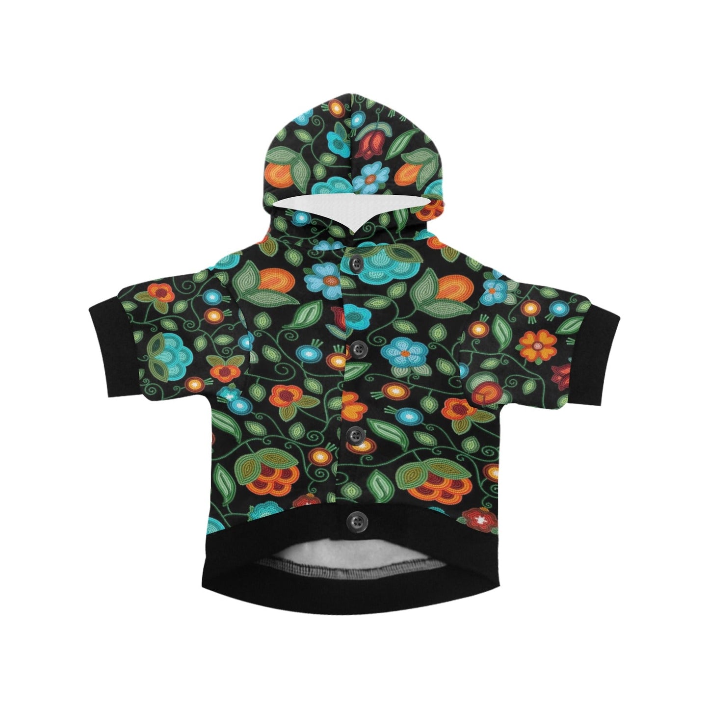 Prairie Fire Petals Black Pet Hoodie