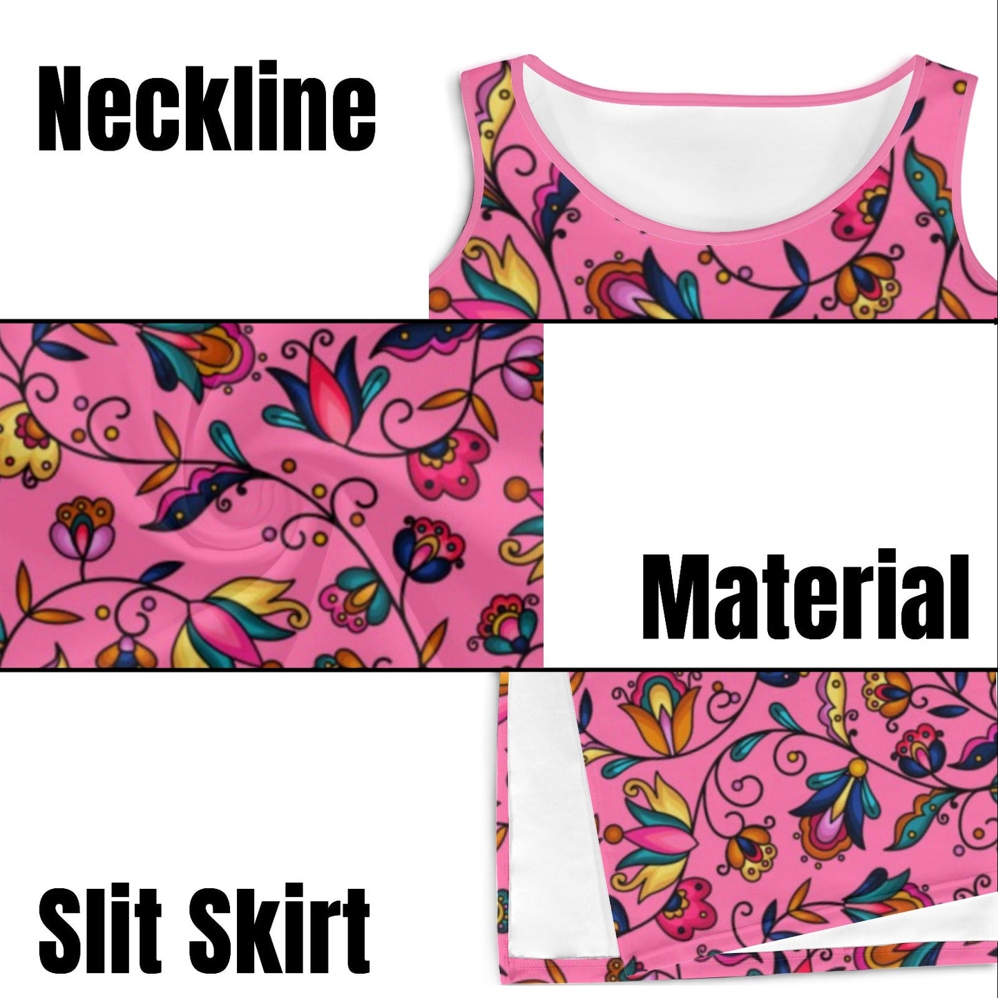 Copper Prairie Petals Pink Phaedra Sleeveless Open Fork Long Dress