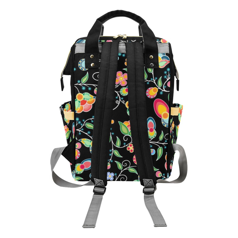 Floral Bounty Black Multi-Function Diaper Backpack