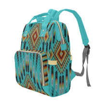 Load image into Gallery viewer, Fire Feather Turquoise Multi-Function Diaper Backpack/Diaper Bag
