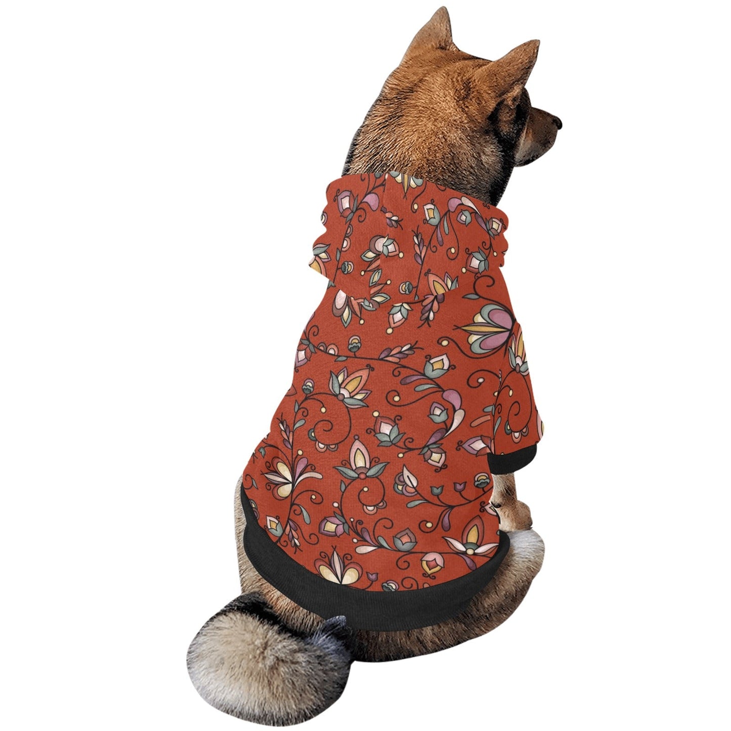 Burnt Sky Petals Red Pet Dog Hoodie