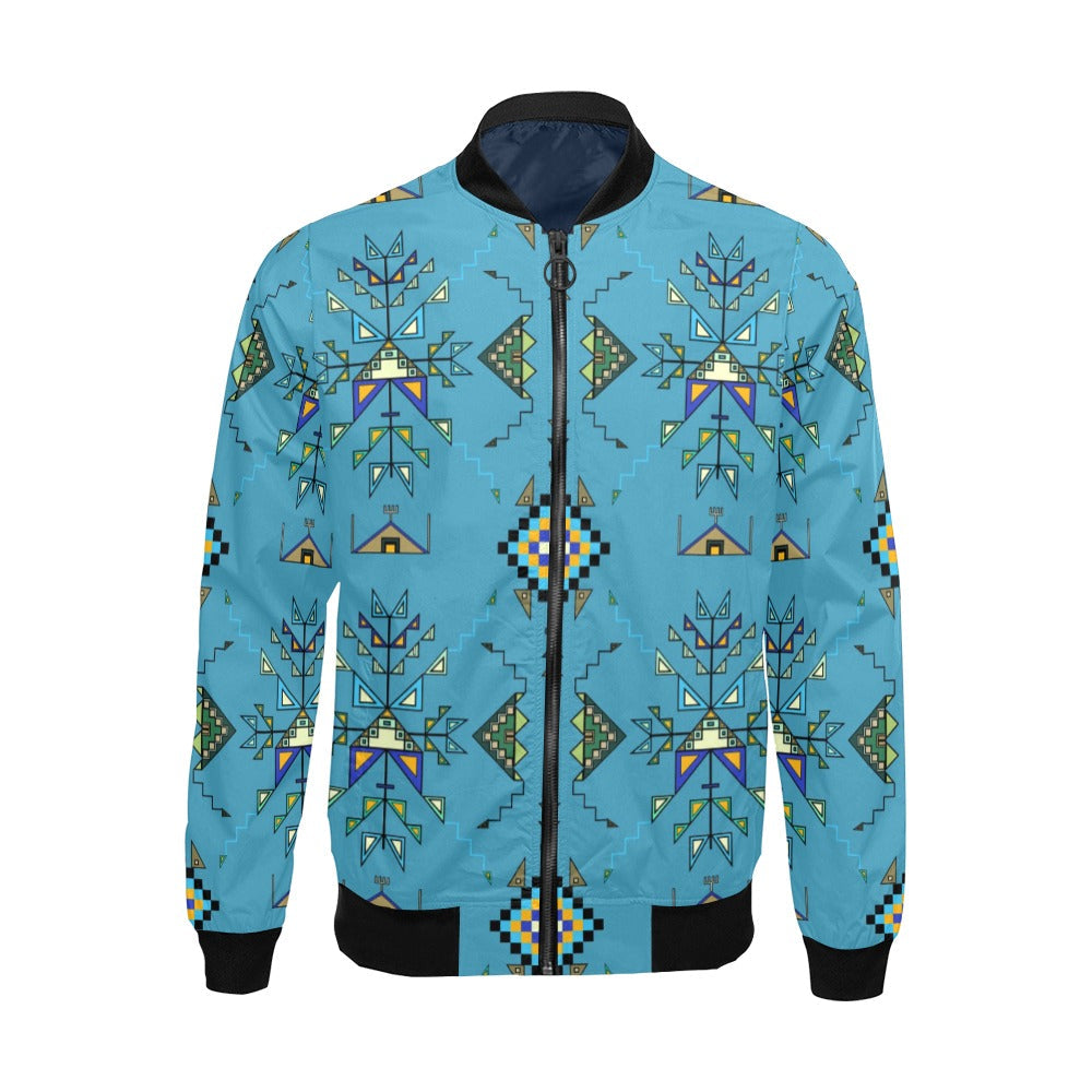 Bear Shield Blue Bomber Jacket for Men