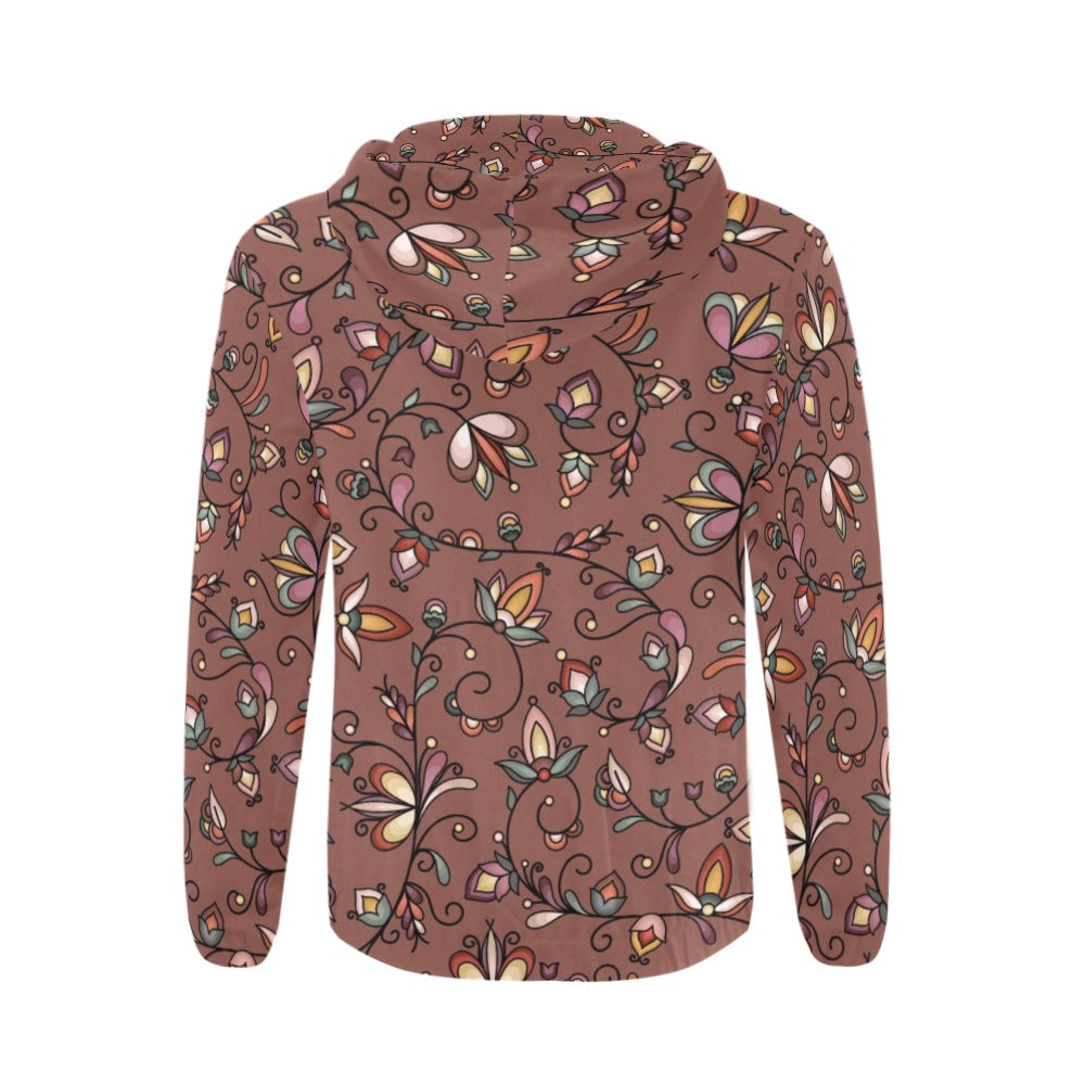 Burnt Sky Petals Brown Zip Hoodie