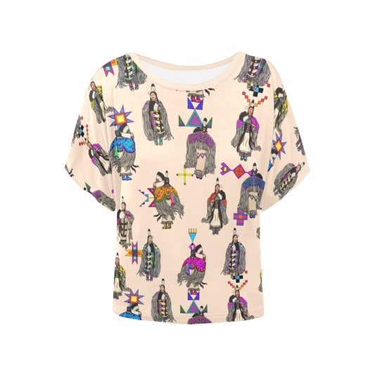 Women's Tradish Dancers  Muslin Women's Batwing-Sleeved Blouse T shirt