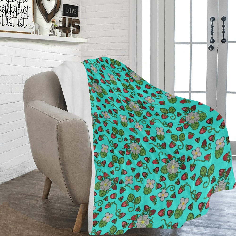 Strawberry Dreams Turquoise X-Large Micro Fleece Blanket