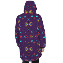 Load image into Gallery viewer, Rainy Chief Rainbow Dark Purple Unisex Sherpa Lined Hooded Coat
