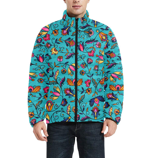 Copper Prairie Petals Turquoise Men's Padded Jacket