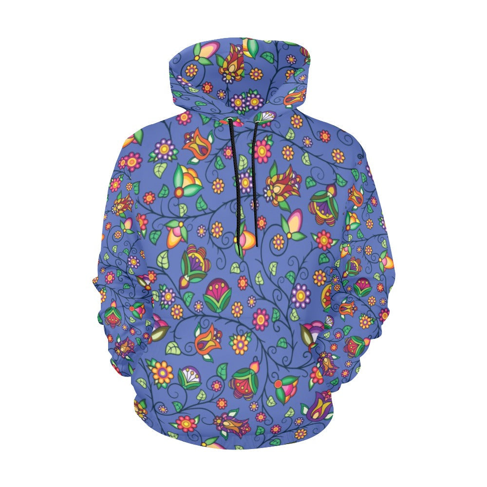 Heartbeat Petals Blue Hoodie for Women