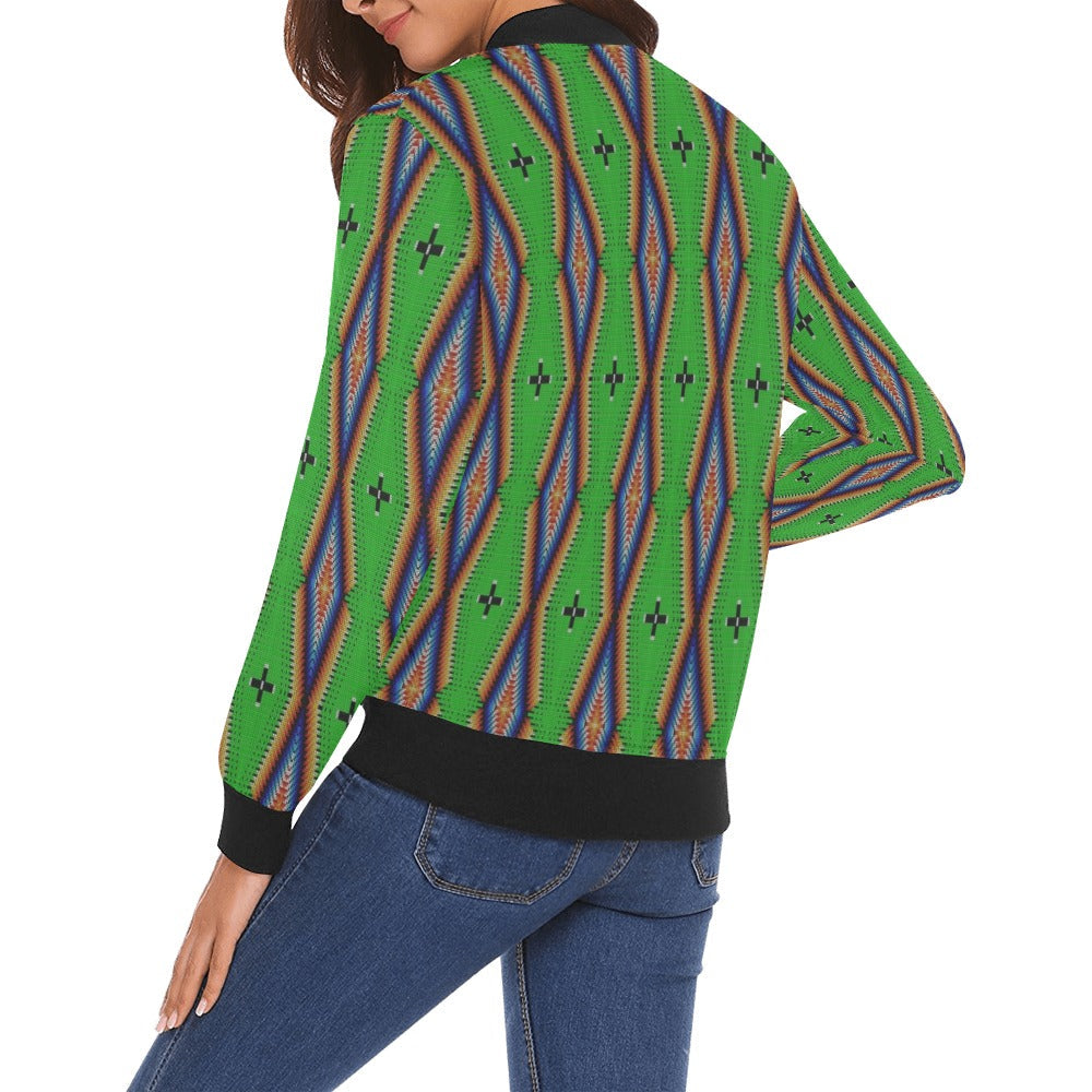 Diamond in the Bluff Lime Bomber Jacket for Women