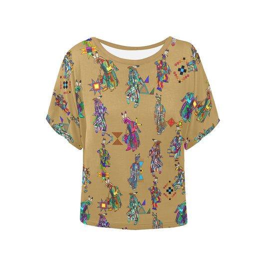 Men's Grass Dancers Earth Women's Batwing-Sleeved Blouse T shirt