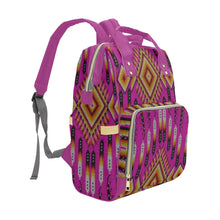 Load image into Gallery viewer, Fire Feather Pink Multi-Function Diaper Backpack/Diaper Bag
